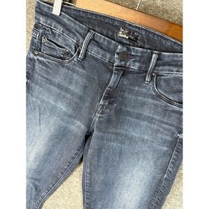 MOTHER Looker Ankle Fray Jeans Women Size 28 Dark Wash Denim Raw Hem Film At 11